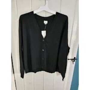 A New Day Black Lightweight Cardigan Sweater - Womens 1X - NEW